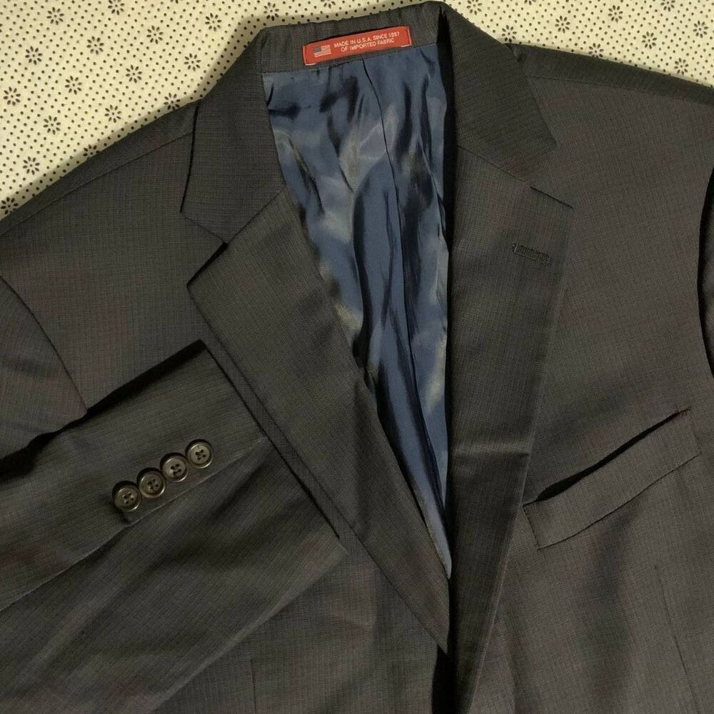 Hart Schaffner Marx Mens 44S Suit Jacket Blazer Dark Navy Made in USA